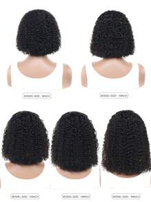 Tóc giả xoăn ngắn Tóc thật được nhổ sẵn Tóc giả BOB xoăn Tóc thật phần chữ T Tóc giả ren phía trước Tóc giả bằng tóc thật cho phụ nữ Tóc giả ren xoăn xoăn được nhổ sẵn Mặc và đi Mật độ 180 - Tự nhiên & Đen - Xem 7