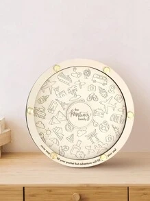 1pc Personalized Wooden Coin Holder - Ideal Travel Enthusiast Gift, Large Round Cash Bank With Unique Design, Perfect For Home Decor & Collecting Memories