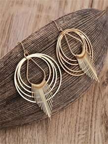 1 cặp bông tai tua rua tròn đơn giản theo phong cách Bohemian, quà tặng trang sức phù hợp cho phụ nữ, đám cưới, tiệc tùng và du lịch - Vàng - Xem 5