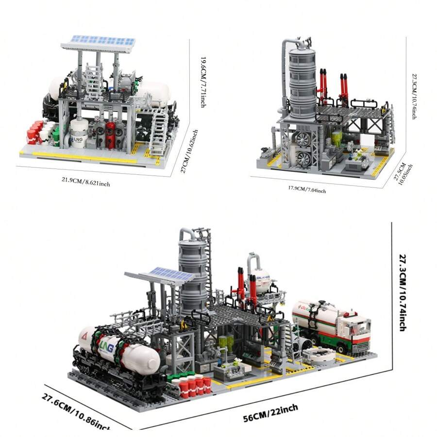 JIE STAR Mini Architecture Urban Chemical Plant Building Set Gas