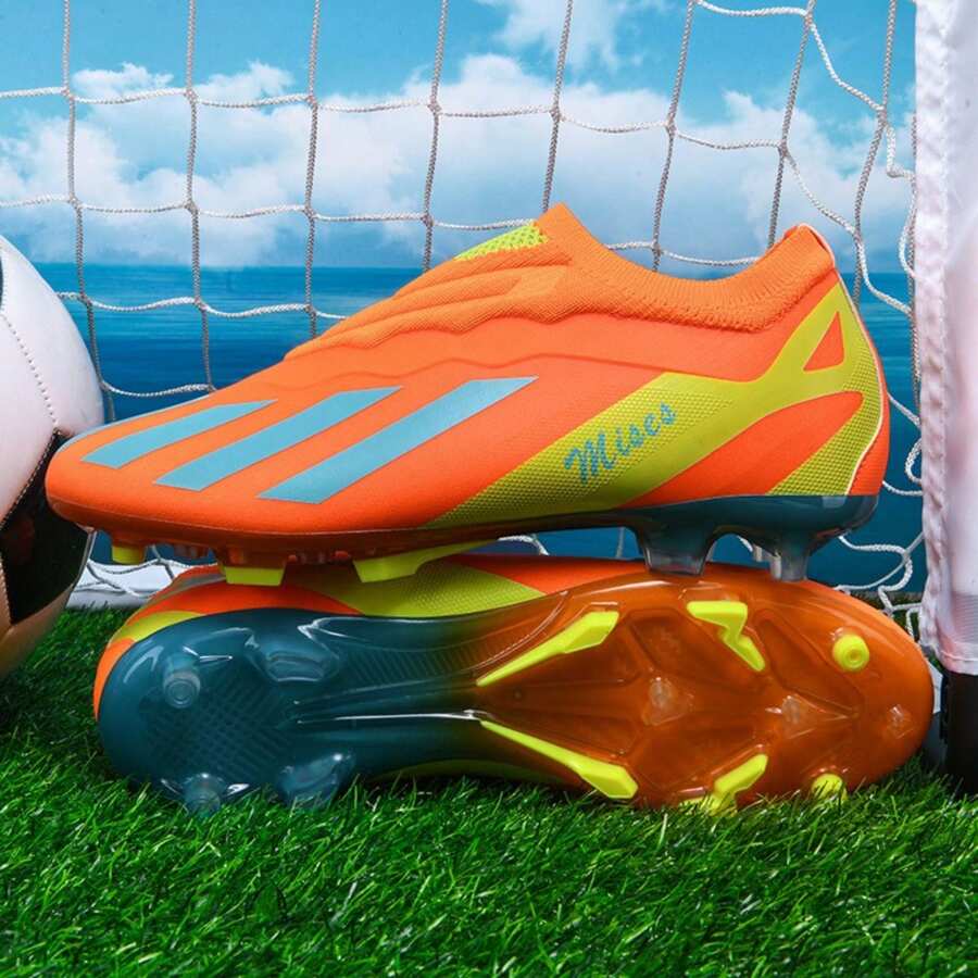 Soccer Cleats For Adults/Youth, Low-Top, Spikes Designed For Match & Training, Breathable & Anti-Slip, Durable Wear For Students - Orange - View 1