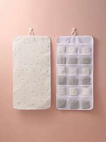 1pc 18-Compartment Closet Hanging Organizer For Clothes, Socks, Small Items, Wall-Mounted Door Back Sorting Storage Bag Love Valentine - Beige - View 11