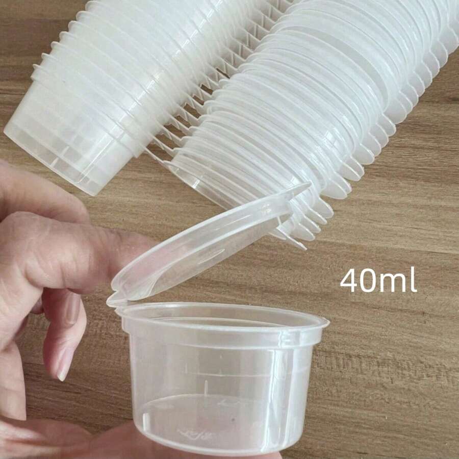 40 / 1.5oz Envases de alimentos con tapa, cajas de plástico para salsas/frutas/para untar - Multicolor - Ver 1