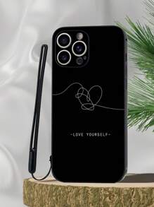 1 件黑色 TPU 简约素描图案防震手机壳和 1 件黑色硅胶挂绳带，兼容/苹果手机/配套手机壳/带挂绳的手机壳/腕带手机壳/趣味手机壳/安卓手机壳/手机壳/手机壳/OPPO 手机壳/Galaxy A51 4G/Galaxy A52/A52s 5G 防水防摔防刮 - 彩色 - 查看 3