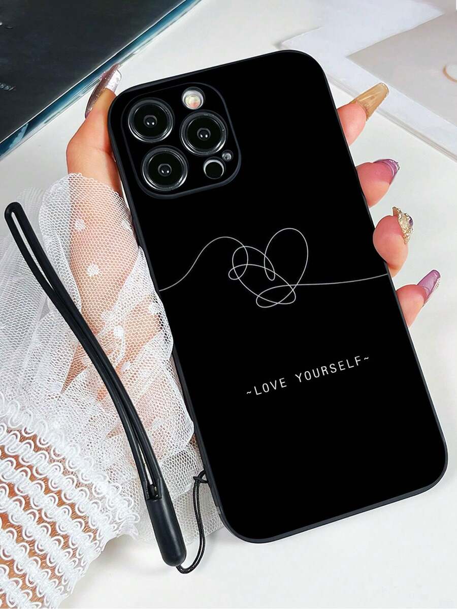 1 件黑色 TPU 简约素描图案防震手机壳和 1 件黑色硅胶挂绳带，兼容/苹果手机/配套手机壳/带挂绳的手机壳/腕带手机壳/趣味手机壳/安卓手机壳/手机壳/手机壳/OPPO 手机壳/Galaxy A51 4G/Galaxy A52/A52s 5G 防水防摔防刮 - 彩色 - 查看 1