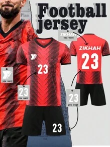 Customizable Number Name Logo Football Training Tee And Shorts Set For Men, Basketball And Football National Teams, World Cup Football Clubs, Specially Customized Based On Your Name, Number, Logo, And Any Pattern That Needs To Be Printed On The Clothes. Provide Customized Competition Training Uniforms, Supporting Team Customization