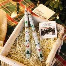 2pcs, 25cm/9.84in Christmas Long Stem Smokeless Printed Soy Wax Candles, Suitable For Various Holiday Decorations, Holiday Gifts, Holiday Celebrations, Home Decor Candles, And Lighting Candles. - Multicolor - View 15