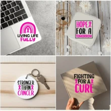 12 包乳腺癌宣传粉红丝带乙烯基贴花贴纸，适用于 DIY 玻璃杯、马克杯、瓶子、防水自粘式 3D 水晶瓷砖标签，适用于玻璃器皿、啤酒杯、笔记本电脑、滑板、手提箱、冰箱 DIY 美术用品 - 彩色 - 查看 8