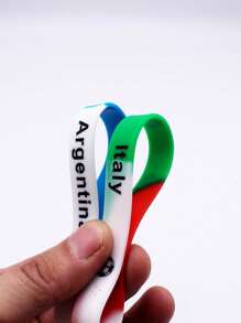 4pcs/Set Silicone Wrist Bands With Various National Flag Colors And Football Decor - National Flag Color Silicone Bracelet - View 3