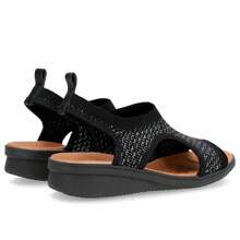 Usaflex Wedge Sandal In Tricot Fabric With Lurex Details - 黑色 - 查看 5