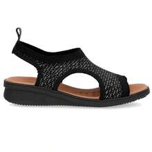 Usaflex Wedge Sandal In Tricot Fabric With Lurex Details - 黑色 - 查看 6