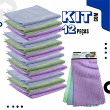 Kit Panos De Limpeza Microfibra Alta Absorção Multiuso 25 x 25cm - Multicolorido - Visão 10