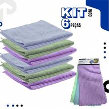 Kit Panos De Limpeza Microfibra Alta Absorção Multiuso 25 x 25cm - Multicolorido - Visão 8