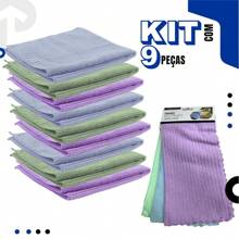 Kit Panos De Limpeza Microfibra Alta Absorção Multiuso 25 x 25cm - Multicolorido - Visão 9
