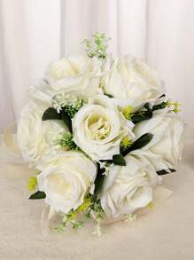 1 pezzo nuziale damigella d'onore mano mazzo fatto con puro colore seta rose , ideale per , matrimonio , e fotografia