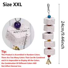 1 件装多色鹦鹉喙磨钙石带铃铛笼玩具，花卉悬挂式咀嚼玩具，适用于玄凤鹦鹉、爱情鸟、长尾小鹦鹉、仓鼠、兔子