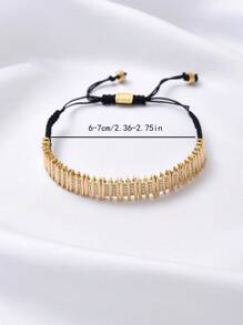 1 pièce Bracelet ajustable de luxe et mode, style bohème rétro avec motif géométrique losangique en zirconium. Convient pour les banquets, les fêtes, le port quotidien, l'Aïd al-Adha, les cadeaux de vacances