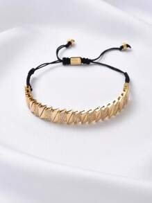 1 pièce Bracelet ajustable de luxe et mode, style bohème rétro avec motif géométrique losangique en zirconium. Convient pour les banquets, les fêtes, le port quotidien, l'Aïd al-Adha, les cadeaux de vacances