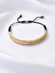 1 pièce Bracelet ajustable de luxe et mode, style bohème rétro avec motif géométrique losangique en zirconium. Convient pour les banquets, les fêtes, le port quotidien, l'Aïd al-Adha, les cadeaux de vacances