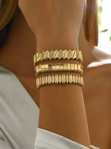 1 pièce Bracelet ajustable de luxe et mode, style bohème rétro avec motif géométrique losangique en zirconium. Convient pour les banquets, les fêtes, le port quotidien, l'Aïd al-Adha, les cadeaux de vacances