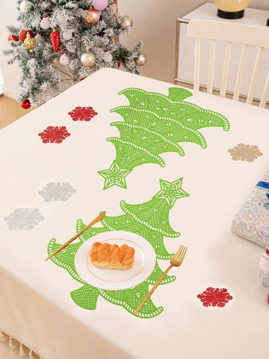 1-4 件简约 PVC 餐垫，可水洗，易清洁，可擦拭，防滑，耐热，餐桌餐垫，甜蜜的想法，优雅的餐垫，餐桌设置，厨房餐桌垫，节日婚礼装饰 - 彩色 - 查看 1