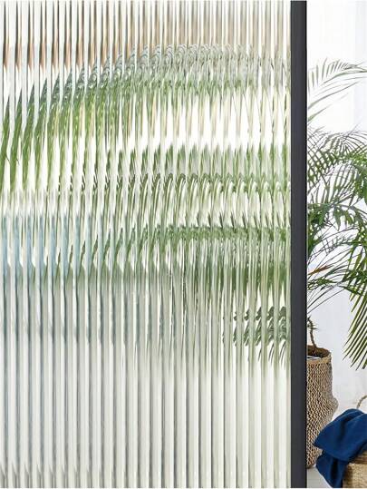 1 Roll Window Privacy Film 3D Fluted Glass Window Clings Frosted Reeded Glass Stickers Bathroom Decorative Peel And Stick Window Cling Heat Blocking Window Coverings Adhesive Glass Film