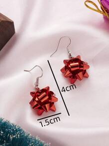 2入組時尚彩色緞帶星星和星球設計女士耳環,聖誕配件 - 綠色 - 查看 6