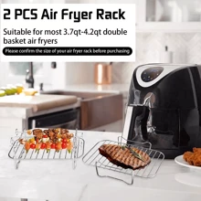 NetHong Air Fryer Accessories Kit - 2 Stainless Steel Rack & 100 Pcs Non-Stick Air Fryer Disposable Paper, BPA F.Ree & Dishwasher Friendly - Silver - View 2