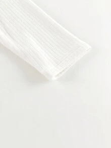 MARC&JANIE 年轻女孩可爱花朵蕾丝领长袖打底保暖 T 恤，秋冬 - 米色 - 查看 8