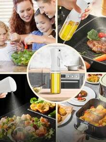 Kit 2 Spray Bottles Oil Vinegar Sprayer Glass Cruet Culinary Kitchen 200ml - 黑與白 - 查看 4