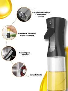 Kit 2 Spray Bottles Oil Vinegar Sprayer Glass Cruet Culinary Kitchen 200ml - 黑與白 - 查看 3