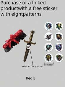 Bộ 2 đai garter có nơ và đồ giả, bao gồm 1 miếng dán, vòng chân bằng ren có nơ và bao da chân kiếm, thích hợp cho trang phục hóa trang Halloween, được các quý cô ưa chuộng, màu đen - nhiều màu - Xem 9