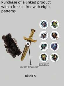 Bộ 2 đai garter có nơ và đồ giả, bao gồm 1 miếng dán, vòng chân bằng ren có nơ và bao da chân kiếm, thích hợp cho trang phục hóa trang Halloween, được các quý cô ưa chuộng, màu đen - nhiều màu - Xem 10