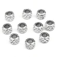 20pcs/Pack Alloy Rhinestone Large Hole Beads, Minimalist Fashion Bracelet Necklace Jewelry Making Supplies - Large Hole Beads - View 17