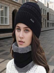 两件套冬季男士套装，带耳罩、针织帽和保暖颈套 - 舒适羊毛衬里，无帽檐设计，防寒保暖 - 彩色 - 查看 13