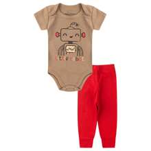 6 Piece Kit Boy's Bodysuit SHORT SLEEVES AND PANTS 100% Cotton Baby Clothes - Màu xanh lam - Xem 3
