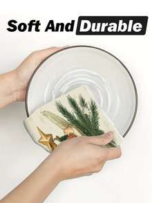 2pcs Christmas Little Angel Kitchen Decorative Towels, Bathroom Hand Towels, Dish Towels, Kitchen Table Decor, Seasonal Home Kitchen Bath Towels, Indoor Outdoor Party Supplies, Room Decorations, Suitable For Home Kitchen Decor And Christmas Decoration - Multicolor - View 5