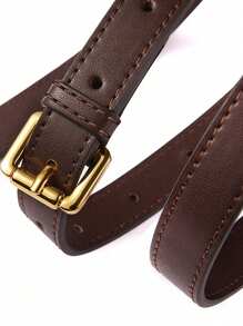 100% Pu材質手提袋,附手提把手,短款金扣長款包包附錢包 - 咖啡棕 - 查看 4