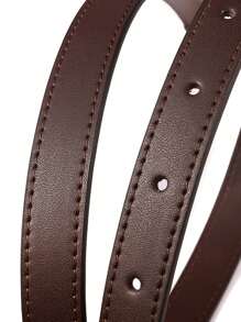 100% Pu材質手提袋,附手提把手,短款金扣長款包包附錢包 - 咖啡棕 - 查看 3