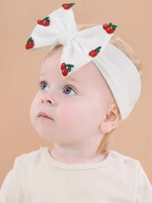 1/2pcs Crochet Strawberry Headband For Toddler Girls Adorable Fruit Hair Bow Hairband For Toddler Infant Newborn Solid Color White Bow Hair Band Exquisite Fruit Baby Headband Soft Stretchy Headpiece Holiday Party Headpiece Kids Baby Hair Accessories - Multicolor - View 7