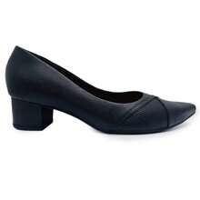 Usaflex Leather Pointed Toe Block Heel Pump Shoe - màu đen - Xem 1