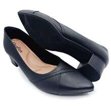 Usaflex Leather Pointed Toe Block Heel Pump Shoe - màu đen - Xem 3