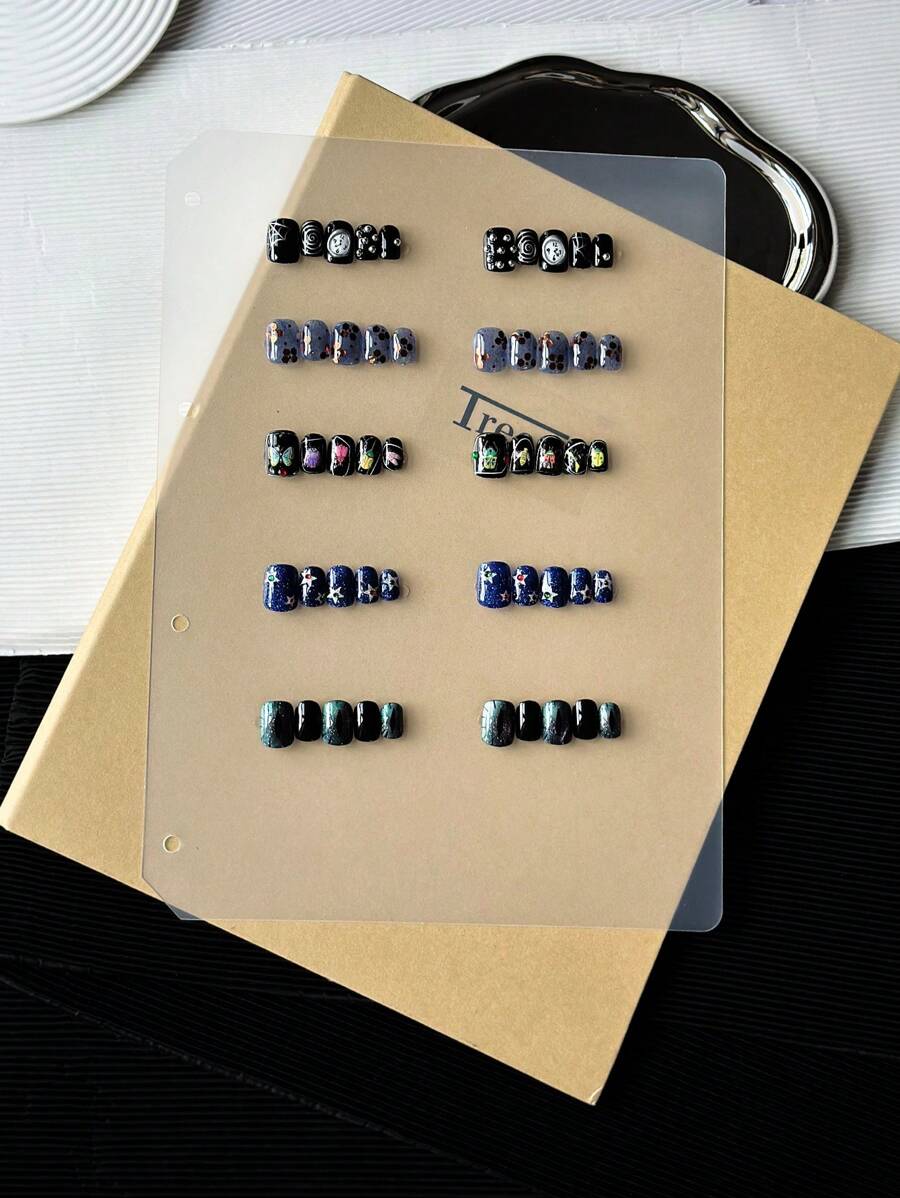 Nail Art Portfolio, Thick Kraft Paper Bound Book For Storing And