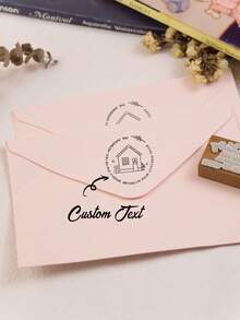 Customized Wooden Stamp, Fixed Pattern, Support Customized All Text, Suitable For Wedding Address, Anniversary And Gifts Back To School - Wood - View 3