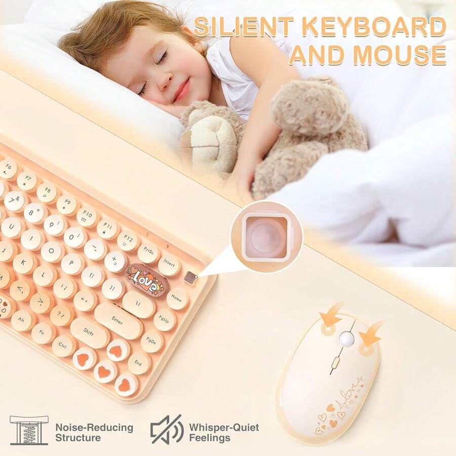 ATTACK SHARK ATTACK SHARK Retro Keyboard Mouse Set Wireless, 2.4 GHz