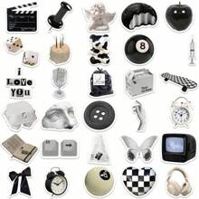 60 piezas de pegatinas Grunge, pegatinas geniales en blanco y negro, pegatinas negras, pegatinas estéticas, pegatinas para botellas de agua, Hydroflask, guitarra, equipaje, teléfono, estuche, portátil, monopatín, regalo
