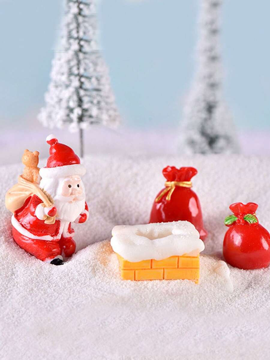 Bộ 4/6 tượng ông già Noel thu nhỏ lễ hội - Đồ trang trí tiệc Giáng sinh bằng nhựa, nhiều kiểu dáng để trưng bày trên bàn ngày lễ, - Nhiều màu - Xem 1
