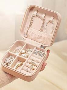 1 件旅行珠宝盒小珠宝盒珠宝收纳盒，迷你便携式珠宝旅行盒，带拉链的便携式旅行耳环收纳盒，迷你戒指收纳盒，项链收纳盒，戒指、耳环、吊坠、手表、项链、口红小珠宝收纳盒，收纳盒，迷你珠宝旅行盒，适合女孩、女士、化妆包、学校用品、旅行必需品袋、化妆包、度假必需品、化妆包、化妆包、化妆包、美容 - 彩色 - 查看 1