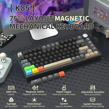 ATTACK SHARK K85 Rapid Trigger 75% Wired Mechanical Gaming Keyboard Gasket With Adjustable Actuation Magnetic Switch Knob RGB Backlit Coiled Cable Extra 5 Dye-Sub PBT Keycaps - 星光黑 - 查看 2