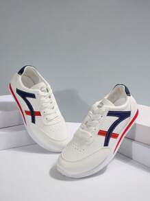 Damen Farbblock Schnürsneaker, modische, leichte, bequeme Slip-On Flache Schuhe